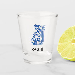Medieval Botanisch Decoratief Kapitaal J Shot Glas