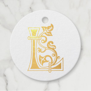 Medieval Botanisch Decoratief Kapitaal L Bedankjes Labels