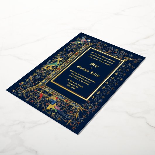 Medieval ca. 1415 Illuminated Wedding Folie Uitnodiging (Gedraaid)