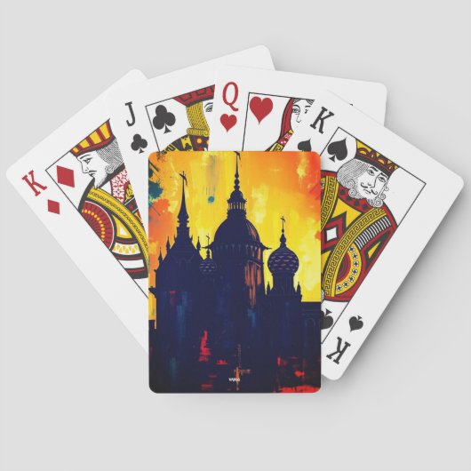Medieval castle art deck pokerkaarten (Achterkant)