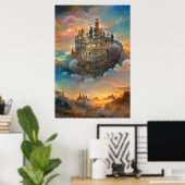 Medieval Castle, Fantasy Kingdom, Castle in sky Poster (Thuiskantoor)