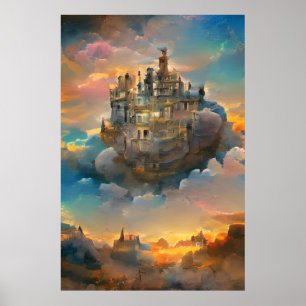Medieval Castle, Fantasy Kingdom, Castle in sky Poster