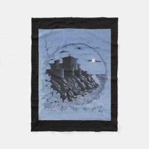 "Medieval Castle in Blue" Fleece Deken