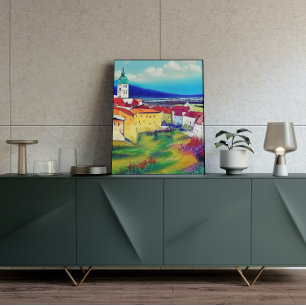 Medieval Castle Nitra Art Painting Poster