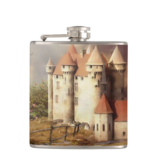 Medieval Castle River Run Heupfles (Voorkant)