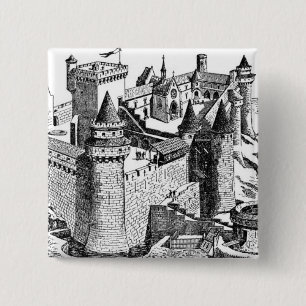 Medieval Castle Vierkante Button 5,1 Cm