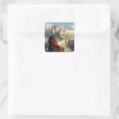 Medieval Castle Vierkante Sticker (Tas)