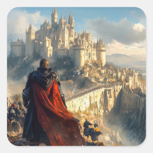 Medieval Castle Vierkante Sticker (Voorkant)