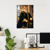 Medieval Cat Knight Fantasy Art Poster (Bureau à domicile)