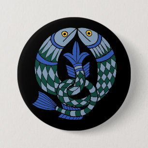 Medieval Celtic Knot Fish Ronde Button 7,6 Cm