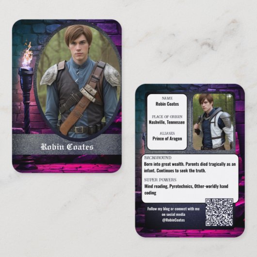 Medieval Coscard Cosplay Trading Cards | QR Code Visitekaartje (Voorkant / Achterkant)