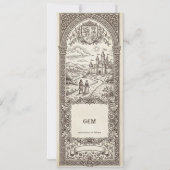 Medieval Crest Wedding Bookmark Save The Date Kaart (Achterkant)