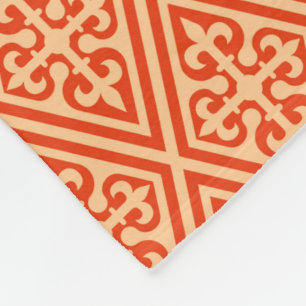 Medieval Cross Damask - Coral Oranje en Peach Fleece Deken