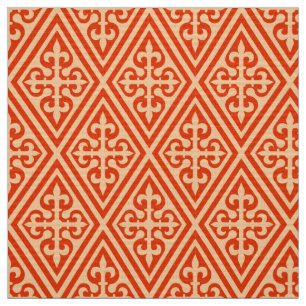 Medieval Cross Damask - Coral Oranje en Peach Stof