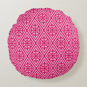 Medieval Cross Damask - Fuchsia Pink Rond Kussen