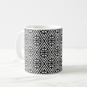 Medieval Cross Damask - Zwart-wit Koffiemok