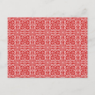 Medieval Damask Diamonds, rood en wit Briefkaart