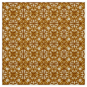 Medieval Damask Fleur-de-lis, koper en crème Stof