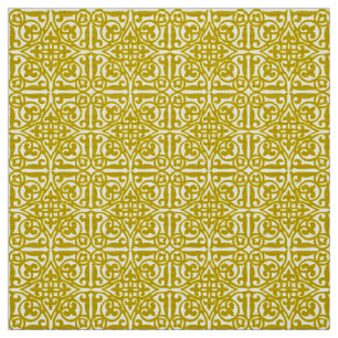 Medieval Damask Fleur-de-lis, mosterdgoud Stof