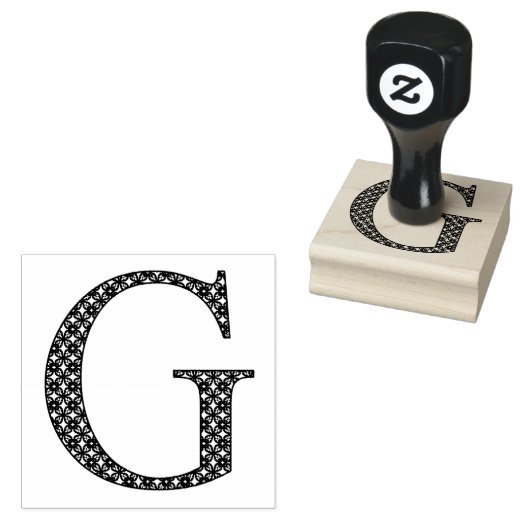 Medieval Damask Monogram Letter G Rubberstempel (Gestempeld)