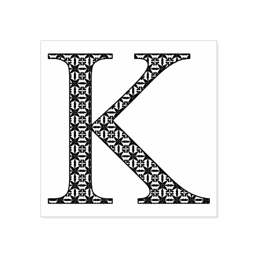 Medieval Damask Monogram Letter K Rubberstempel (Afrduk)