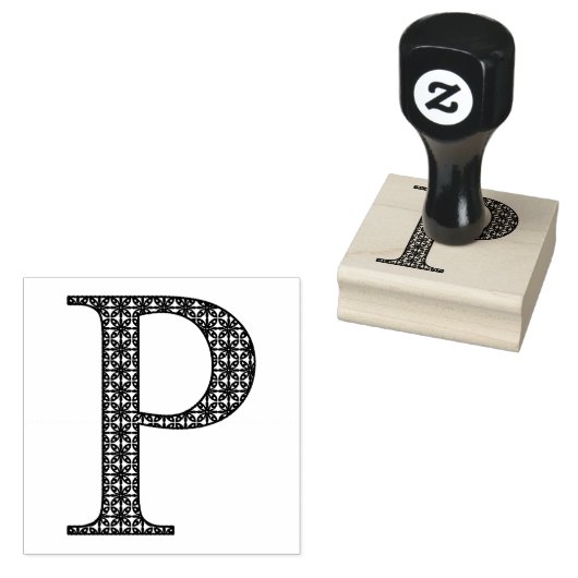 Medieval Damask Monogram Letter P Rubberstempel (Gestempeld)