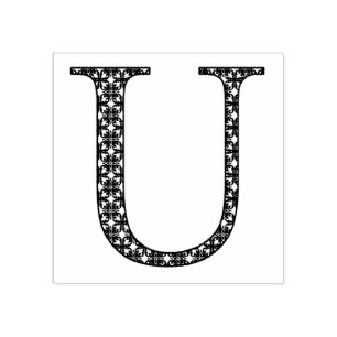 Medieval Damask Monogram Letter U Rubberstempel