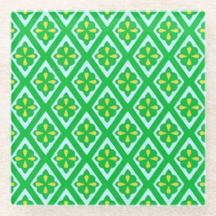 Medieval diamanten - smaragdgroen en aqua glazen onderzetter