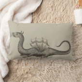 Medieval Dragon Breading Fire Lumbar Pillow Black Kussen (Deken)