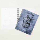 Medieval Dragon Distressed Blue Background Planner (Devant avec enveloppe)