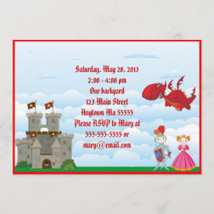 Medieval Dragon Knight Birthday Uitnodiging