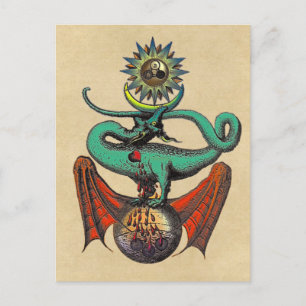 Medieval Dragon van de Ripley Scroll Sepia Briefkaart