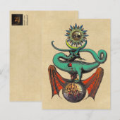 Medieval Dragon van de Ripley Scroll Sepia Briefkaart (Voorkant / Achterkant)