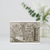 Medieval Duitse drukkerij (graving) Briefkaart (Staand voorkant)