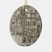 Medieval Duitse drukkerij (graving) Keramisch Ornament (Rechts)