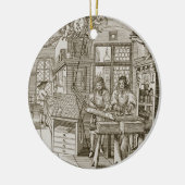 Medieval Duitse drukkerij (graving) Keramisch Ornament (Links)