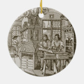 Medieval Duitse drukkerij (graving) Keramisch Ornament (Achterkant)