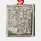 Medieval Duitse drukkerij (graving) Metalen Ornament (Links)