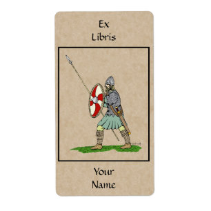Medieval Engels/Saxon Warrior Bookplate Etiket