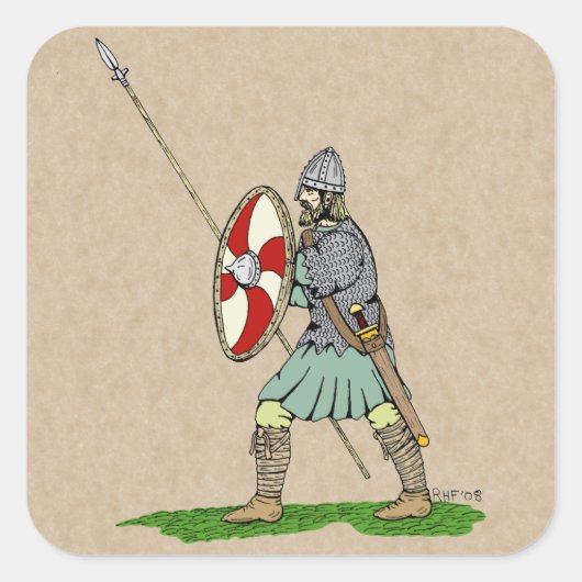Medieval Engels/Saxon Warrior Vierkante Sticker (Voorkant)