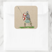Medieval Engels/Saxon Warrior Vierkante Sticker (Tas)