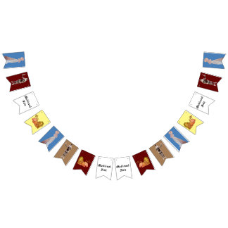 Medieval Fair Knachten en dames die vlaggen bundel Vlaggetjes