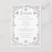 Medieval Fantasy Frame Blue Gold Etching Wedding Informatiekaartje (Voorkant)