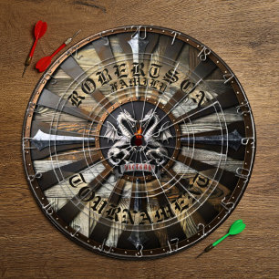 Medieval Fantasy Gamer Familienaam Tekst Dartbord