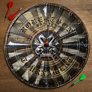 Medieval Fantasy Gamer Familienaam Tekst Dartbord
