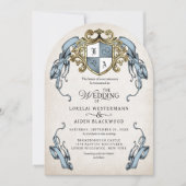 Medieval Fantasy Monogram Crest Wedding Kaart (Voorkant)