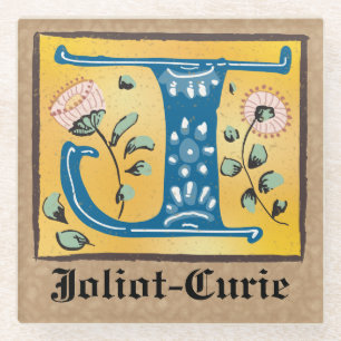 Medieval Floral Illuminated Letter J Monogram Glazen Onderzetter