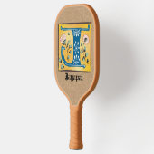 Medieval Floral Illuminated Letter J Monogram Pickleball Paddle (Links)