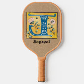 Medieval Floral Illuminated Letter J Monogram Pickleball Paddle (Achterkant)