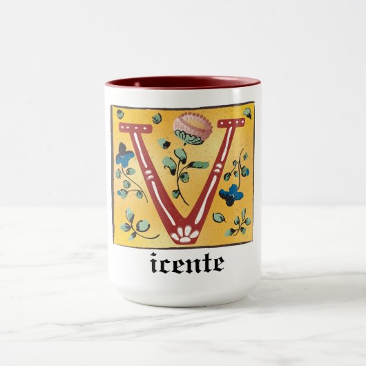 Medieval Floral Illuminated Letter/Monogram Mok (Midden)